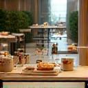 Buffet de café em evento corporativo